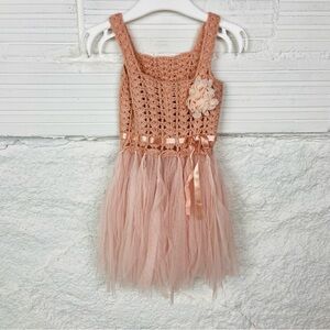 ELLY & EMMY light pink knit tutu floral ribbon baby dress size 6-12 months